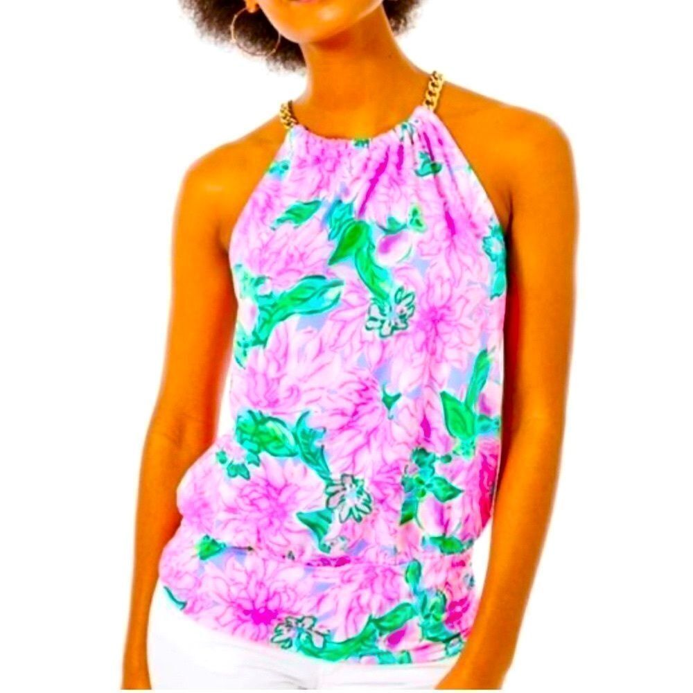 LILLY PULITZER Bowen Floral Halter Top - Pink Blossom